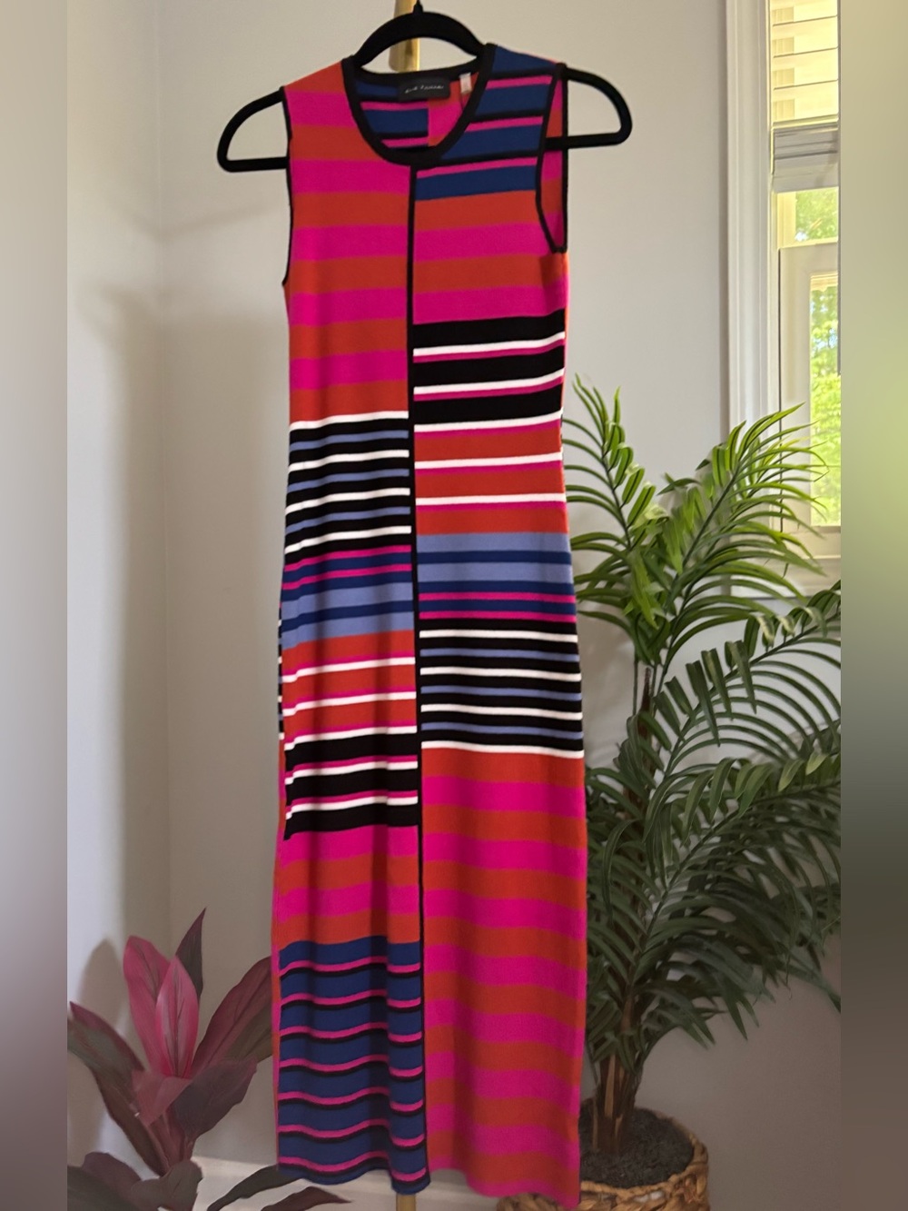 Elie Tahari Selina Stripe Sheath Dress in Pink, Blue & Black - Picture 5 of 16